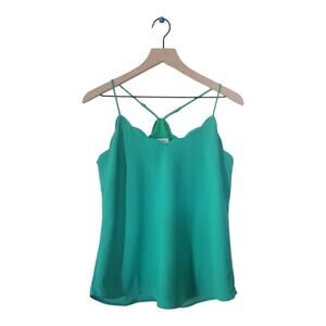 J. Crew Scalloped Satina Lined Cami Size 2 Kelly Spring Green